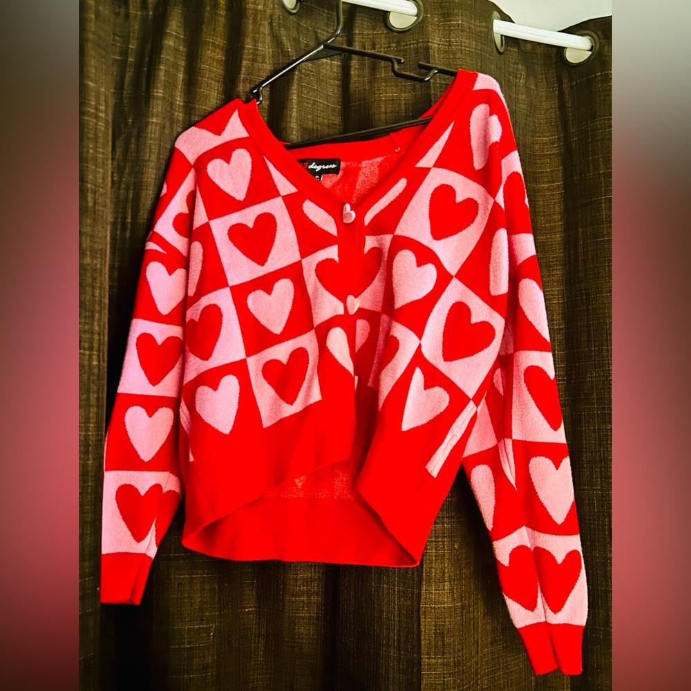 Women’s Pink and Red Heart sweater size Medium